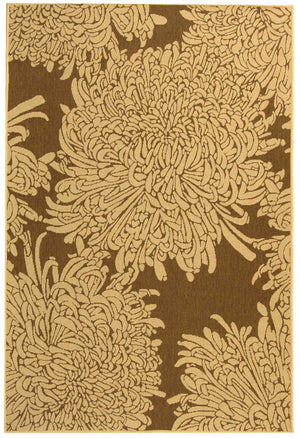 Courtyard Cy3038 Outdoor Power Loomed 85.4% Polypropylene - 10.4% Polyester - 4.2% Latex Rug in Brown, Natural 5ft-3in x 7ft-7in