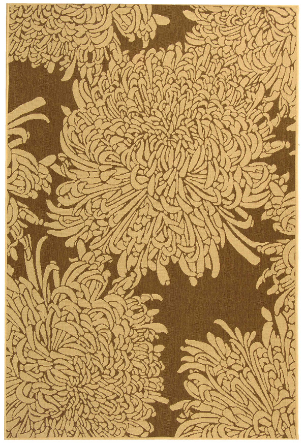 Courtyard Cy3038 Outdoor Power Loomed 85.4% Polypropylene - 10.4% Polyester - 4.2% Latex Rug in Brown, Natural 5ft-3in x 7ft-7in