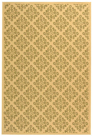 Courtyard Cy3039 Outdoor Power Loomed 85.4% Polypropylene - 10.4% Polyester - 4.2% Latex Rug in Natural, Olive 5ft-3in x 7ft-7in