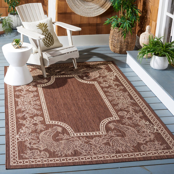 Safavieh Cy3305 Power Loomed 85.4% Polypropylene/10.4% Polyester/4.2% Latex Outdoor Rug CY3305-3409-5R