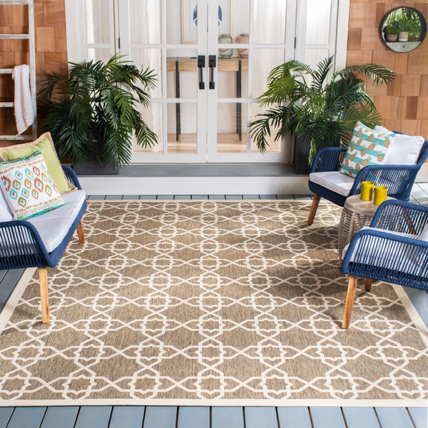 Safavieh Cy6032 Power Loomed 85.4% Polypropylene/10.4% Polyester/4.2% Latex Outdoor Rug CY6032-242-3