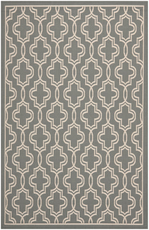 Courtyard Outdoor Power Loomed 85.4% Polypropylene - 10.4% Polyester - 4.2% Latex Rug in Anthracite, Beige 5ft x 7ft-6in
