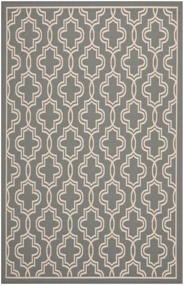 Courtyard Outdoor Power Loomed 85.4% Polypropylene - 10.4% Polyester - 4.2% Latex Rug in Anthracite, Beige 5ft x 7ft-6in