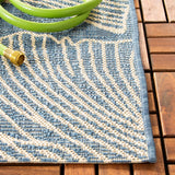 Courtyard Gingko Leaves Outdoor Power Loomed 85.4% Polypropylene, 10.4% Polyester, 4.2% Latex Rug Blue / Light Beige