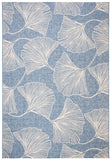 Courtyard Gingko Leaves Outdoor Power Loomed 85.4% Polypropylene, 10.4% Polyester, 4.2% Latex Rug Blue / Light Beige