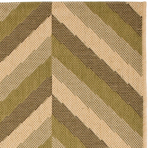 Courtyard Cy6574 Outdoor Power Loomed 85.4% Polypropylene - 10.4% Polyester - 4.2% Latex Rug in Cream, Green 2ft-7in x 5ft