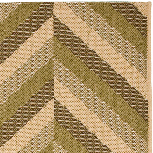 Courtyard Cy6574 Outdoor Power Loomed 85.4% Polypropylene - 10.4% Polyester - 4.2% Latex Rug in Cream, Green 2ft-7in x 5ft