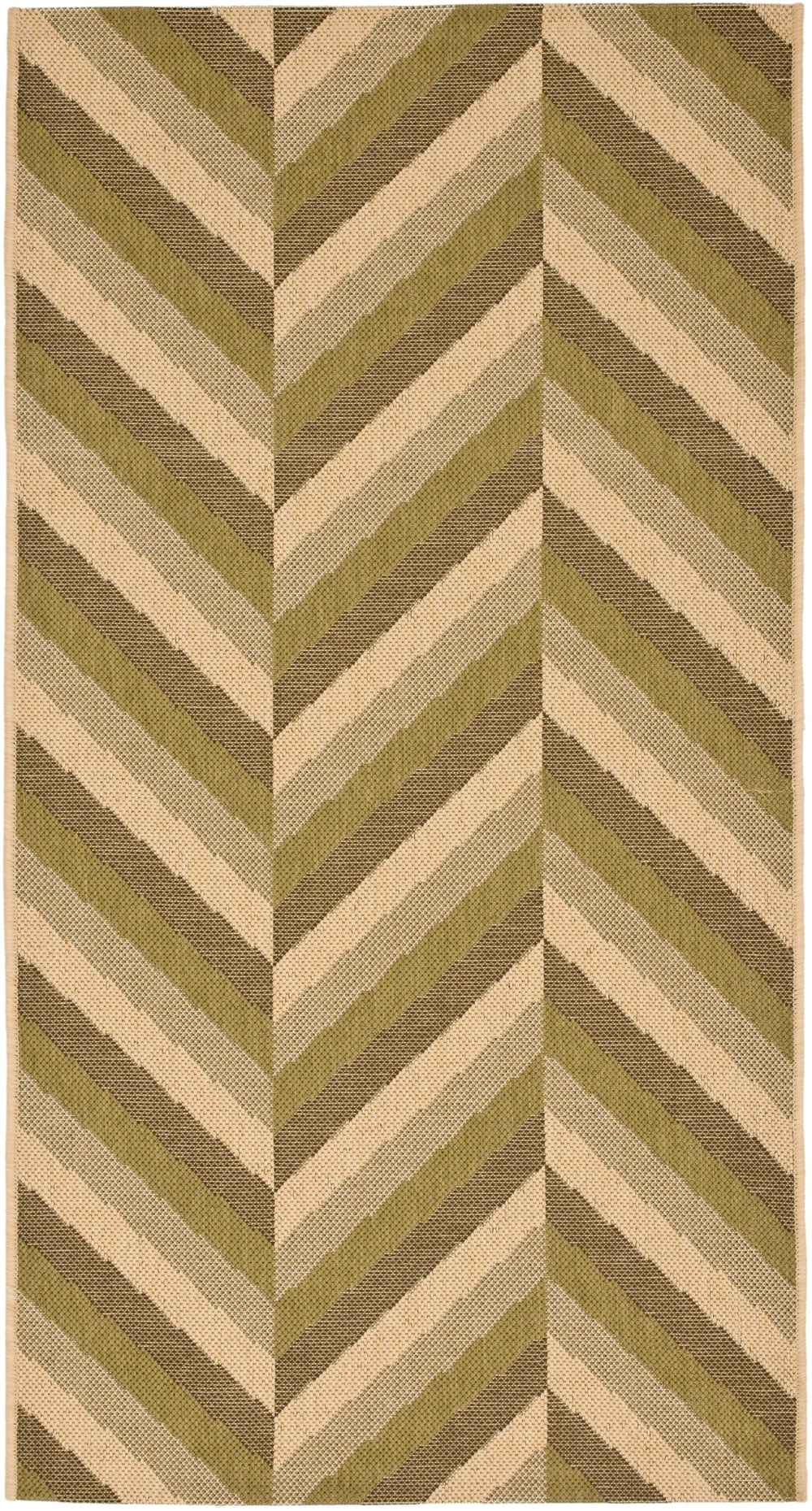 Courtyard Cy6574 Outdoor Power Loomed 85.4% Polypropylene - 10.4% Polyester - 4.2% Latex Rug in Cream, Green 2ft-7in x 5ft