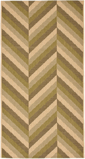Courtyard Cy6574 Outdoor Power Loomed 85.4% Polypropylene - 10.4% Polyester - 4.2% Latex Rug in Cream, Green 2ft-7in x 5ft