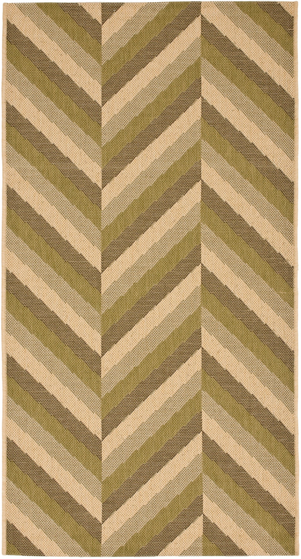 Courtyard Cy6574 Outdoor Power Loomed 85.4% Polypropylene - 10.4% Polyester - 4.2% Latex Rug in Cream, Green 2ft-7in x 5ft