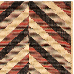 Courtyard Cy6574 Outdoor Power Loomed 85.4% Polypropylene - 10.4% Polyester - 4.2% Latex Rug in Creme, Black 2ft-7in x 5ft