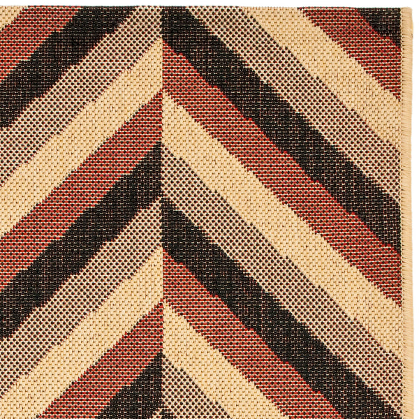 Courtyard Cy6574 Outdoor Power Loomed 85.4% Polypropylene - 10.4% Polyester - 4.2% Latex Rug in Creme, Black 2ft-7in x 5ft