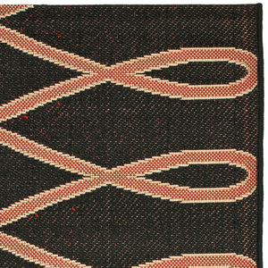 Courtyard Cy6575 Outdoor Power Loomed 85.4% Polypropylene - 10.4% Polyester - 4.2% Latex Rug in Black, Creme 2ft-7in x 5ft