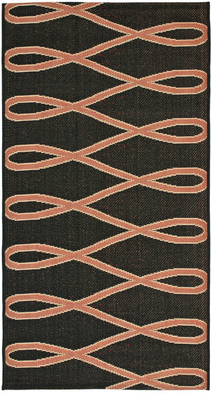 Courtyard Cy6575 Outdoor Power Loomed 85.4% Polypropylene - 10.4% Polyester - 4.2% Latex Rug in Black, Creme 2ft-7in x 5ft