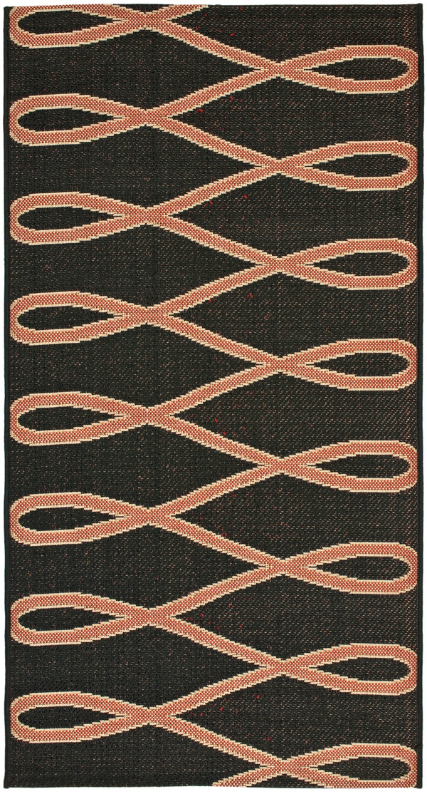 Courtyard Cy6575 Outdoor Power Loomed 85.4% Polypropylene - 10.4% Polyester - 4.2% Latex Rug in Black, Creme 2ft-7in x 5ft