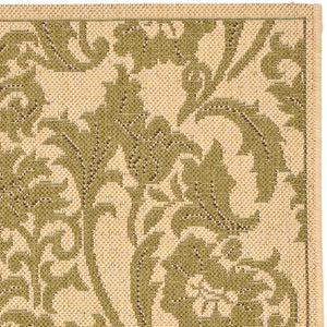 Courtyard Cy6590 Outdoor Power Loomed 85.4% Polypropylene - 10.4% Polyester - 4.2% Latex Rug in Cream, Green 2ft-7in x 5ft