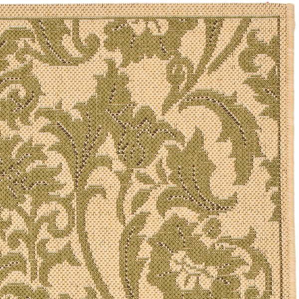 Courtyard Cy6590 Outdoor Power Loomed 85.4% Polypropylene - 10.4% Polyester - 4.2% Latex Rug in Cream, Green 2ft-7in x 5ft