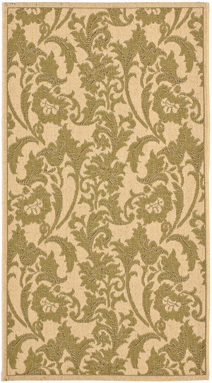 Courtyard Cy6590 Outdoor Power Loomed 85.4% Polypropylene - 10.4% Polyester - 4.2% Latex Rug in Cream, Green 2ft-7in x 5ft