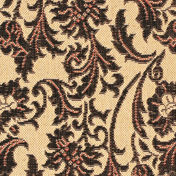 Courtyard Cy6590 Outdoor Power Loomed 85.4% Polypropylene - 10.4% Polyester - 4.2% Latex Rug in Creme, Black 2ft-7in x 5ft