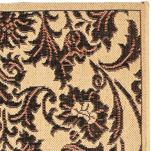 Courtyard Cy6590 Outdoor Power Loomed 85.4% Polypropylene - 10.4% Polyester - 4.2% Latex Rug in Creme, Black 2ft-7in x 5ft