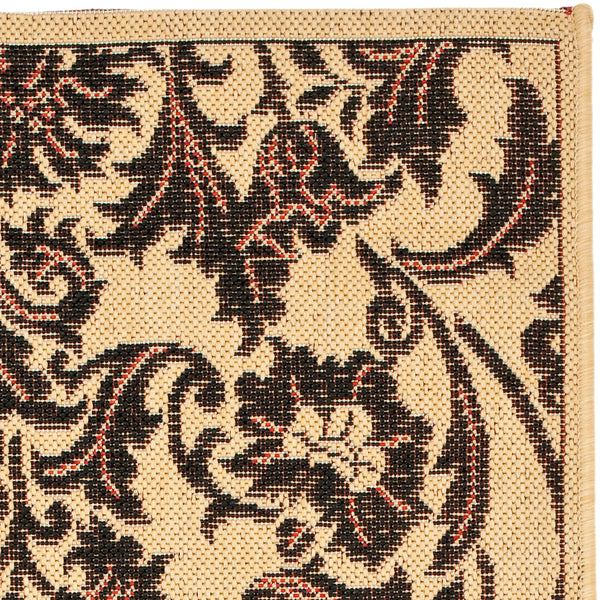 Courtyard Cy6590 Outdoor Power Loomed 85.4% Polypropylene - 10.4% Polyester - 4.2% Latex Rug in Creme, Black 2ft-7in x 5ft