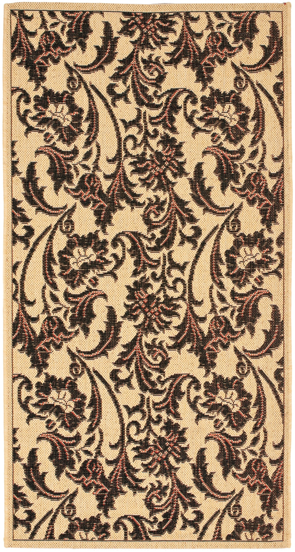 Courtyard Cy6590 Outdoor Power Loomed 85.4% Polypropylene - 10.4% Polyester - 4.2% Latex Rug in Creme, Black 2ft-7in x 5ft