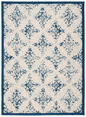 Courtyard 6000 Indoor/Outdoor Power Loomed 85.4% Polypropylene - 10.4% Polyester - 4.2% Latex Rug in Ivory, Navy 8ft x 10ft