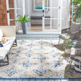 Courtyard 6000 Indoor/Outdoor Power Loomed 85.4% Polypropylene - 10.4% Polyester - 4.2% Latex Rug in Ivory, Navy 8ft x 10ft