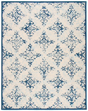 Courtyard 6000 Indoor/Outdoor Power Loomed 85.4% Polypropylene - 10.4% Polyester - 4.2% Latex Rug in Ivory, Navy 8ft x 10ft