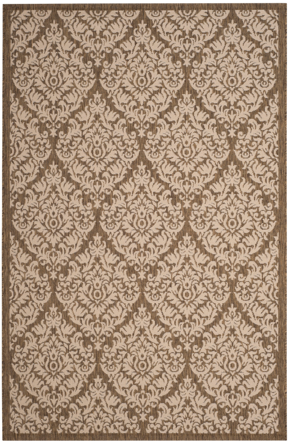 Courtyard 8067 Outdoor Power Loomed 85.4% Polypropylene - 10.4% Polyester - 4.2% Latex Rug in Brown, Beige 5ft-3in x 7ft-7in
