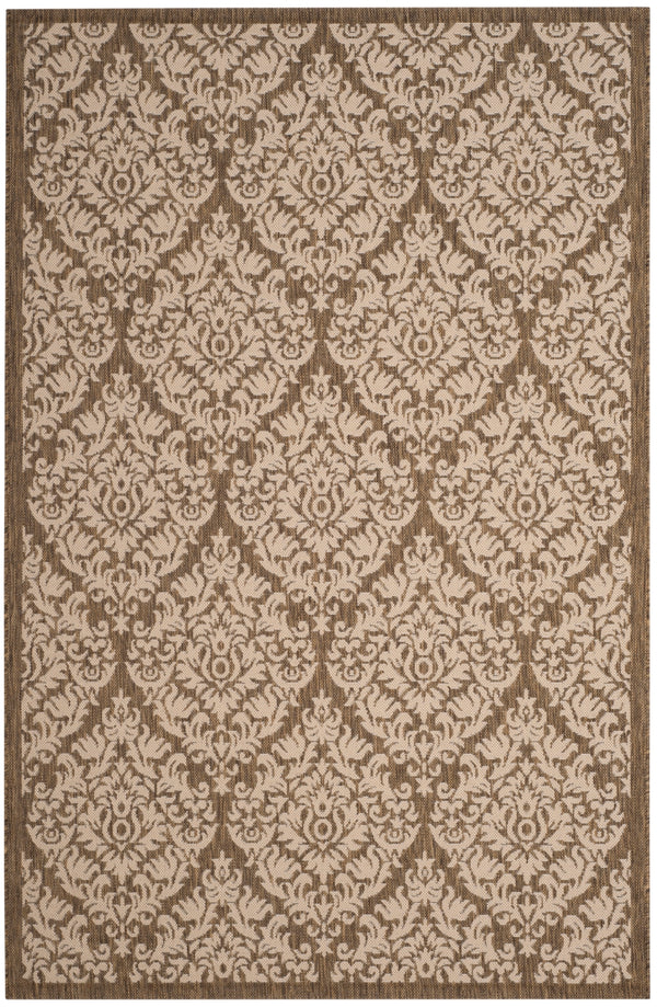 Courtyard 8067 Outdoor Power Loomed 85.4% Polypropylene - 10.4% Polyester - 4.2% Latex Rug in Brown, Beige 5ft-3in x 7ft-7in