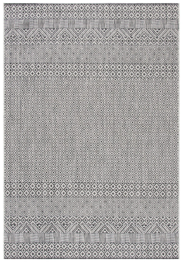 Courtyard  Outdoor Power Loomed 85.4% Polypropylene, 10.4% Polyester, 4.2% Latex Rug Grey / Black