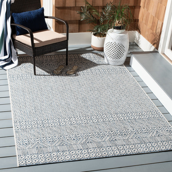 Courtyard  Outdoor Power Loomed 85.4% Polypropylene, 10.4% Polyester, 4.2% Latex Rug Blue / Navy
