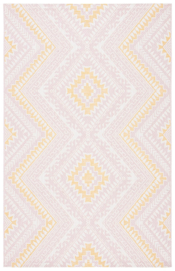 Courtyard 8000 Indoor/Outdoor Power Loomed 85.4% Polypropylene, 10.4% Polyester, 4.2% Latex Rug Pink / Gold