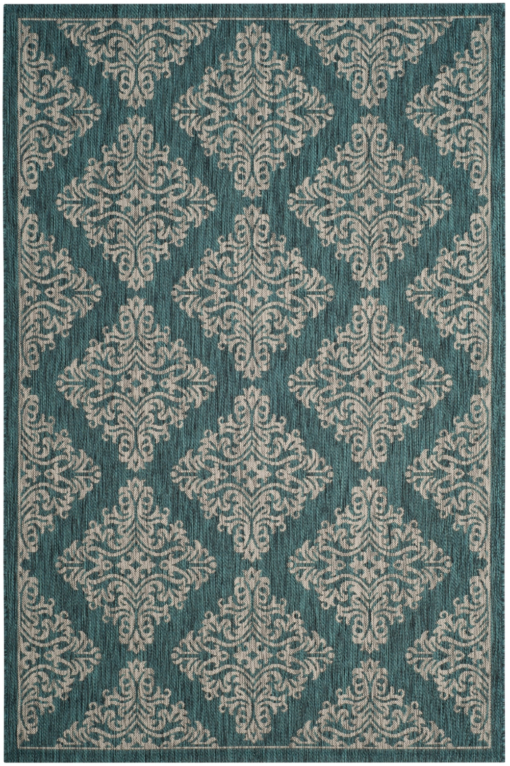 Courtyard 8765 Outdoor Power Loomed 85.4% Polypropylene - 10.4% Polyester - 4.2% Latex Rug in Blue, Grey 8ft x 11ft