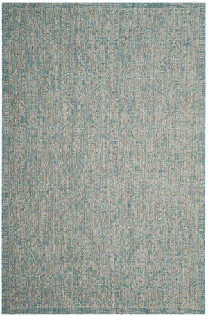 Courtyard 8766 Outdoor Power Loomed 85.4% Polypropylene - 10.4% Polyester - 4.2% Latex Rug in Aqua, Grey 8ft x 11ft