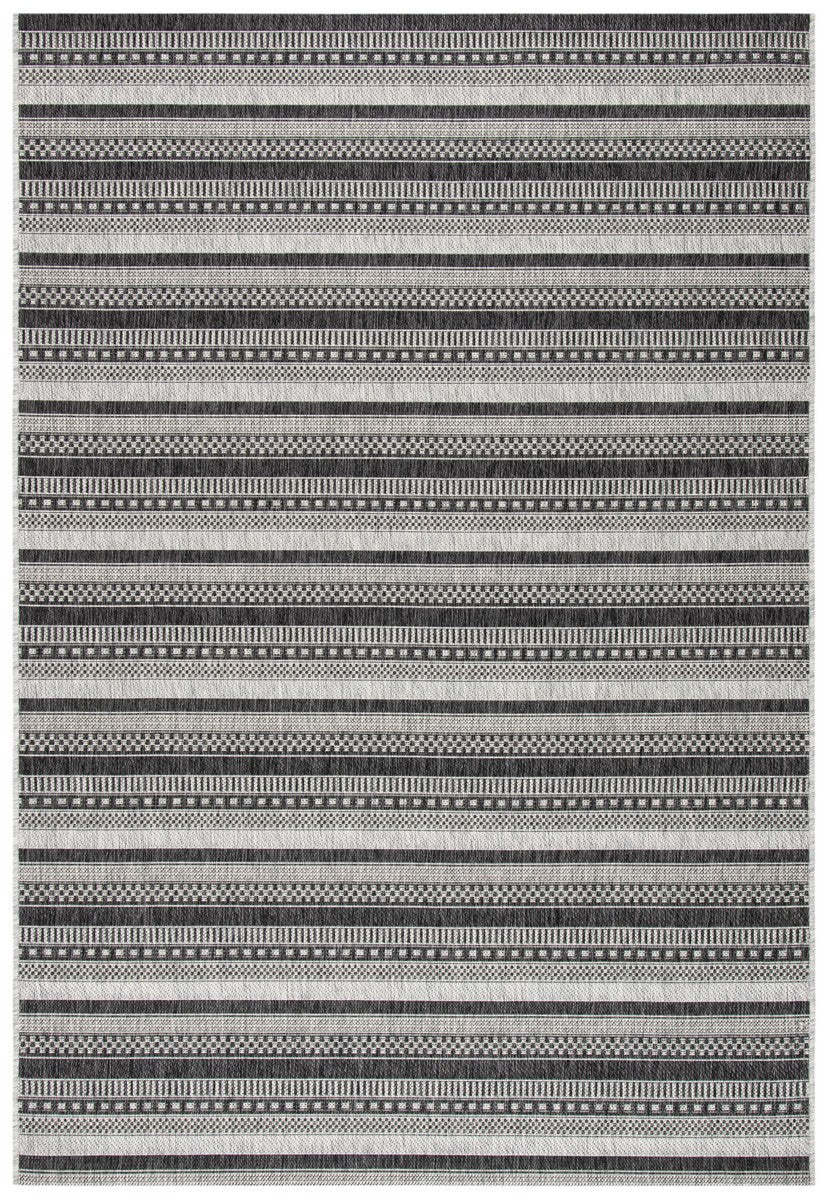 Courtyard  Outdoor Power Loomed 85.4% Polypropylene, 10.4% Polyester, 4.2% Latex Rug Black / Grey