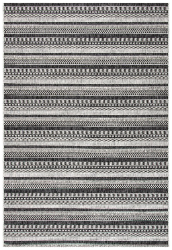 Courtyard  Outdoor Power Loomed 85.4% Polypropylene, 10.4% Polyester, 4.2% Latex Rug Black / Grey