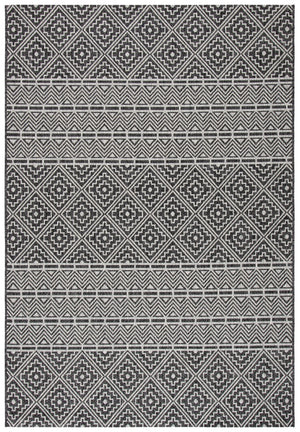 Courtyard  Outdoor Power Loomed 85.4% Polypropylene, 10.4% Polyester, 4.2% Latex Rug Black / Grey