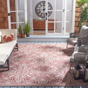 Courtyard 8000 Indoor/Outdoor Power Loomed 85.4% Polypropylene - 10.4% Polyester - 4.2% Latex Rug in Red, Ivory 8ft x 10ft
