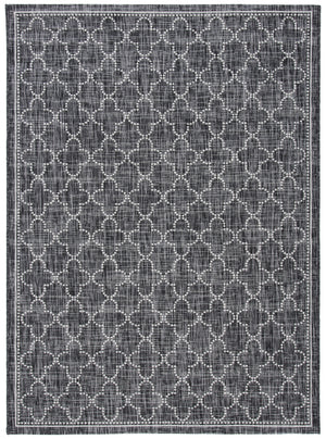 Courtyard 8000 Indoor/Outdoor Power Loomed 85.4% Polypropylene - 10.4% Polyester - 4.2% Latex Rug in Black, Grey 8ft x 10ft
