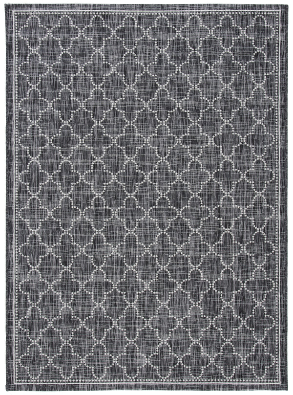 Courtyard 8000 Indoor/Outdoor Power Loomed 85.4% Polypropylene - 10.4% Polyester - 4.2% Latex Rug in Black, Grey 8ft x 10ft