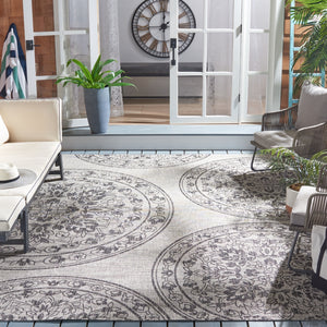 Courtyard 8000 Indoor/Outdoor Power Loomed 85.4% Polypropylene - 10.4% Polyester - 4.2% Latex Rug in Grey, Black 8ft x 10ft