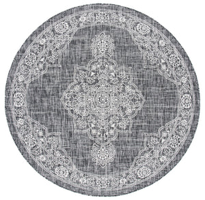 Courtyard 8000 Indoor/Outdoor Power Loomed 85.4% Polypropylene - 10.4% Polyester - 4.2% Latex Rug in Black, Grey 8ft x 10ft