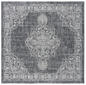 Courtyard 8000 Indoor/Outdoor Power Loomed 85.4% Polypropylene - 10.4% Polyester - 4.2% Latex Rug in Black, Grey 8ft x 10ft
