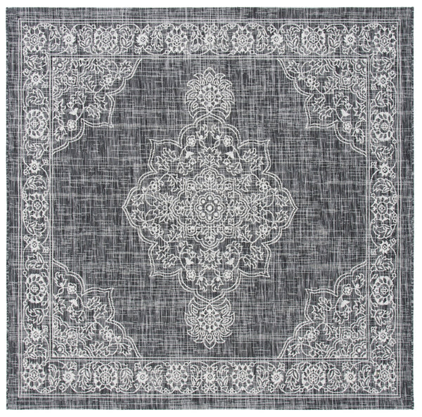 Courtyard 8000 Indoor/Outdoor Power Loomed 85.4% Polypropylene - 10.4% Polyester - 4.2% Latex Rug in Black, Grey 8ft x 10ft