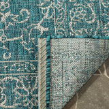 Courtyard Miami Vintage Outdoor Power Loomed 85.4% Polypropylene - 10.4% Polyester - 4.2% Latex Rug in Turquoise 5ft x 7ft