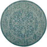 Courtyard Miami Vintage Outdoor Power Loomed 85.4% Polypropylene - 10.4% Polyester - 4.2% Latex Rug in Turquoise 5ft x 7ft