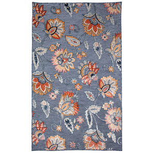 Trans-Ocean Liora Manne Canyon Ornamental Flower Casual Indoor/Outdoor Power Loomed 87% Polypropylene/13% Polyester Rug Navy 7'8" x 9'10"