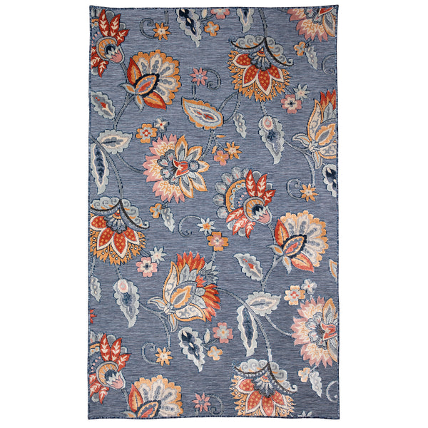 Trans-Ocean Liora Manne Canyon Ornamental Flower Casual Indoor/Outdoor Power Loomed 87% Polypropylene/13% Polyester Rug Navy 7'8" x 9'10"